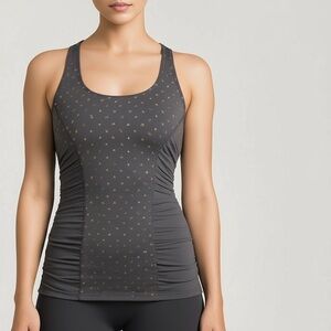 Baby Phat Y2K Tank Top, fitted, Dark Grey, Gold Studded, Lined front, SZ M